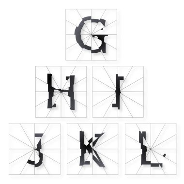 Kırık harf alfabe bölümünden G L