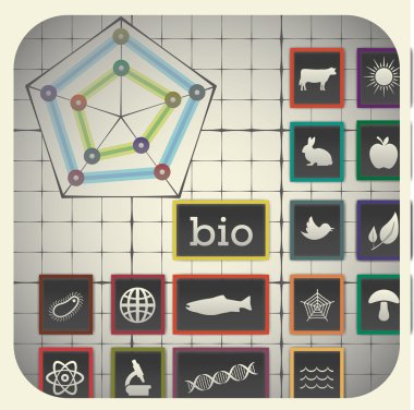 Graph background including biology symbols clipart