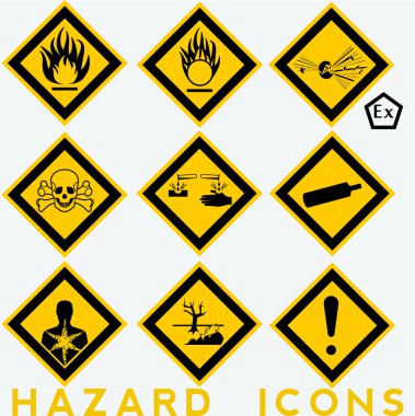 Hazard Icons: 9  and 1 package symbols. clipart