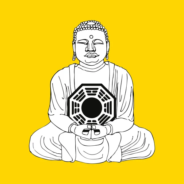 Budda medytuje — Stockvector