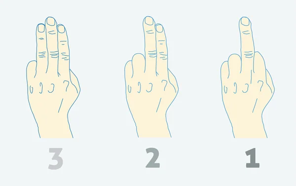 Три шага обратного отсчета средним пальцем . — стоковый вектор