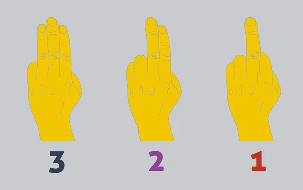 Contagem regressiva de três passos com o dedo médio . — Vetor de Stock