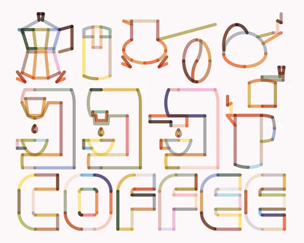 Affiche d'AVC arrondie de mélange de café — Image vectorielle