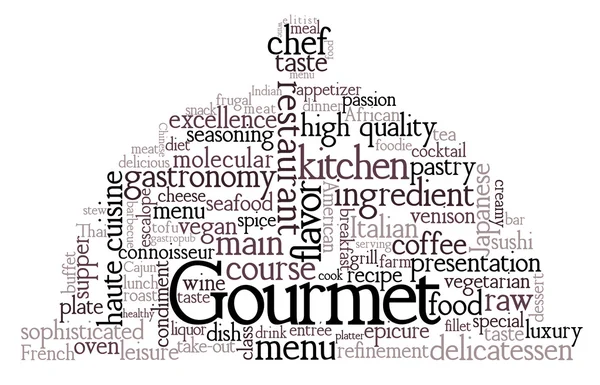 Gourmet tema Word Cloud — Vettoriale Stock