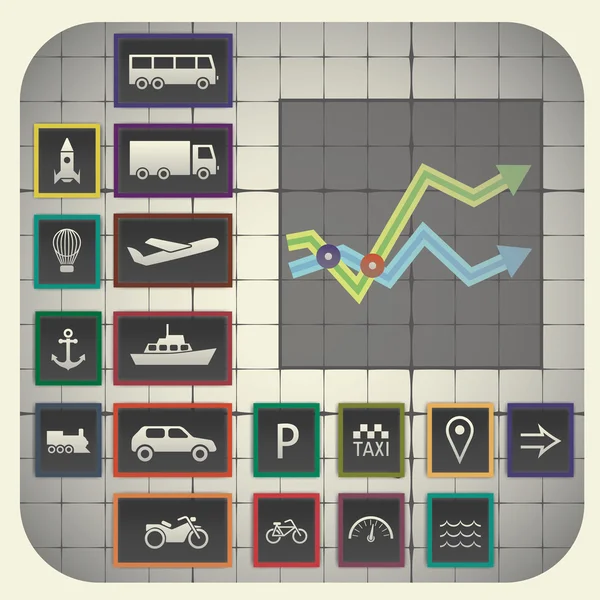 Tło wykresu w tym symbole transportu — Wektor stockowy