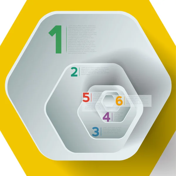 Yellow infographic hexagons — Stock Vector