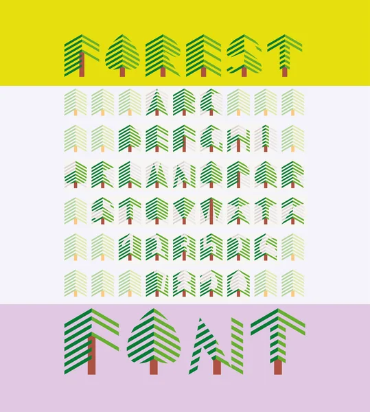 Forest Font in Flat Style — Stock Vector