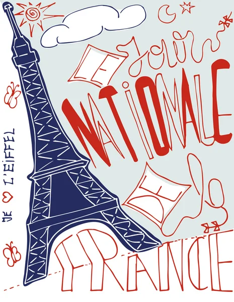 Carte de célébration française avec tour Eiffel — Image vectorielle