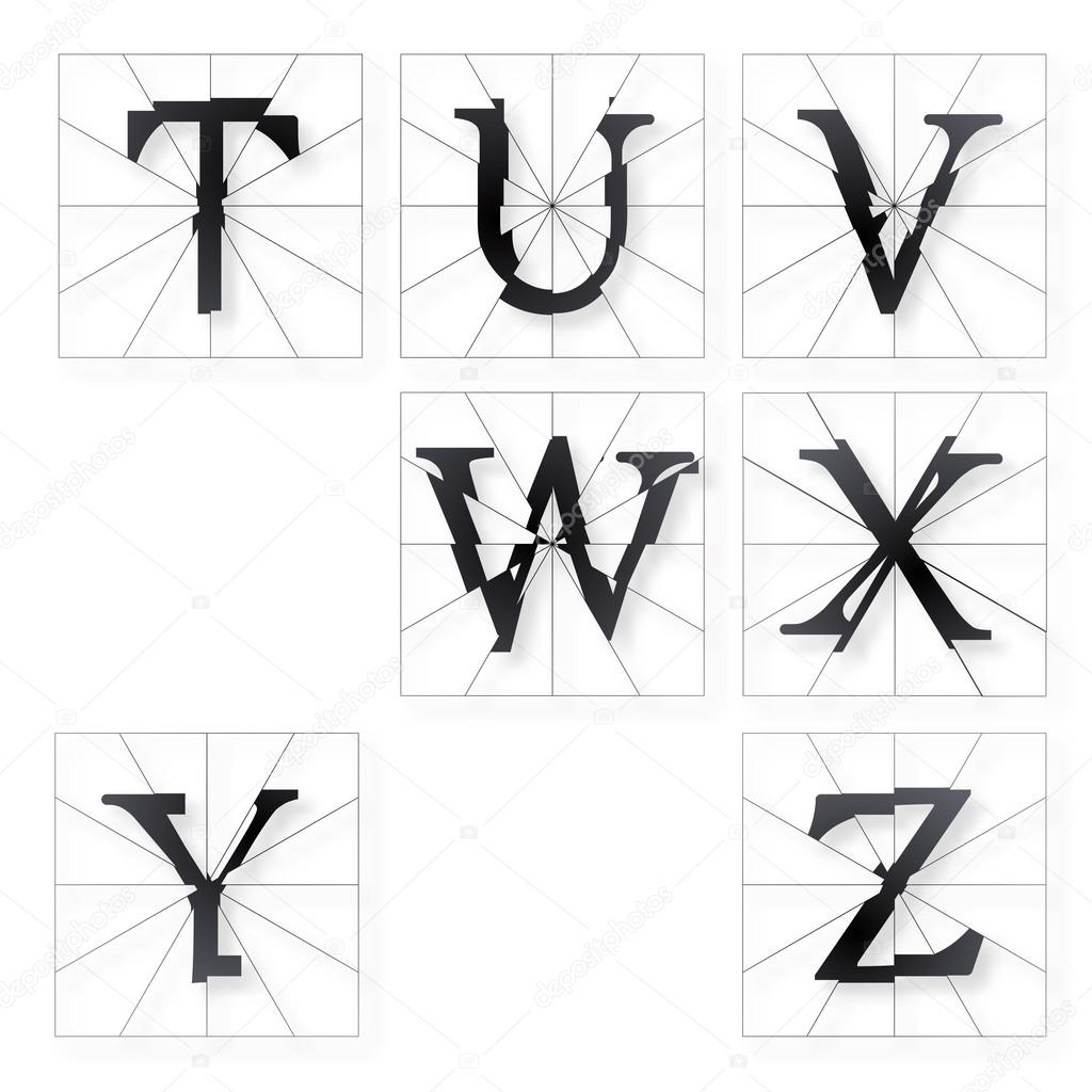 Broken Letters Alphabet Part from T to Z