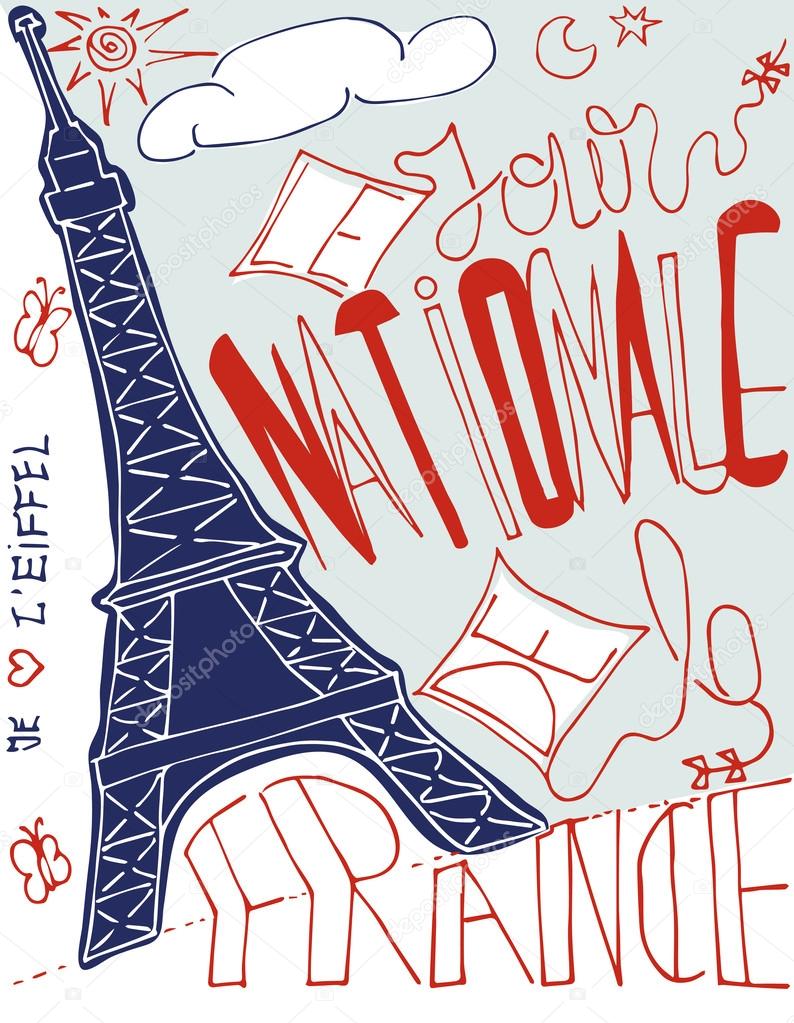 French Celebration Card with Eiffel tower