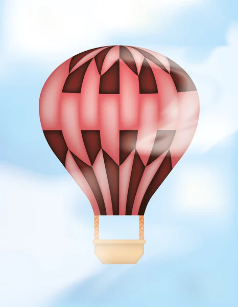 ピンクのシェブロンのテクスチャで、熱気球 — ストックベクタ