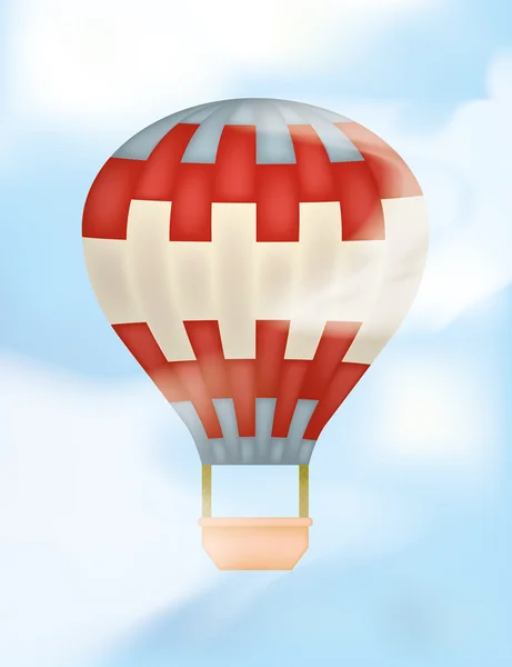 Hot Air Balloon with Red, Blue and White Stripes — Stock Vector