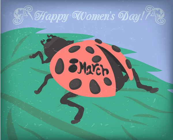 Tarjeta Ladybird para el 8 de marzo — Archivo Imágenes Vectoriales