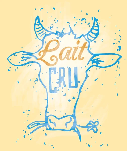 Lait Cru Signage in a Cow Head — Stock Vector