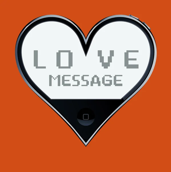 Telefon ve tvaru srdce: láska zpráva. — Stockový vektor
