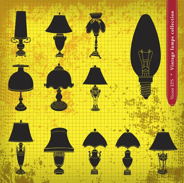 Vintage tabel lamp silhouet — Stockvector