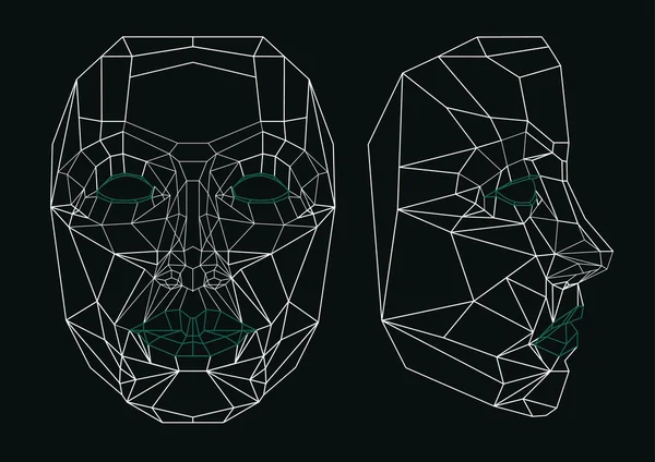 Linea di faccia del robot art: fronte e lato . Vettoriale Stock