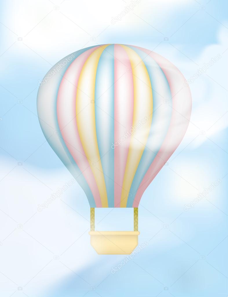 Hot Air Balloon with Vertical Colored Stripes