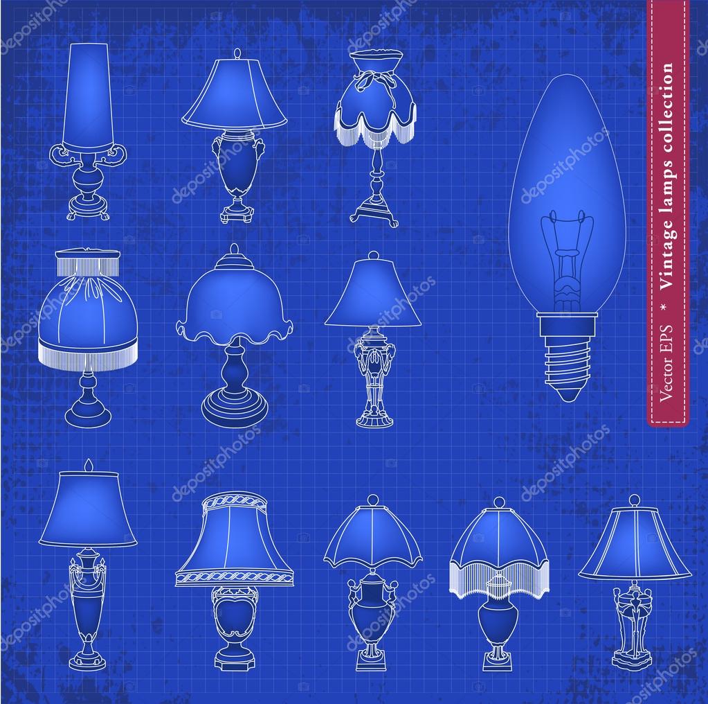 Vintage Table Lamp Blueprint Illustration Set Vector Image By C Vectorielle Vector Stock Vintage Table Lamp Blueprint Illustration Set Vector Image By C Vectorielle Vector Stock