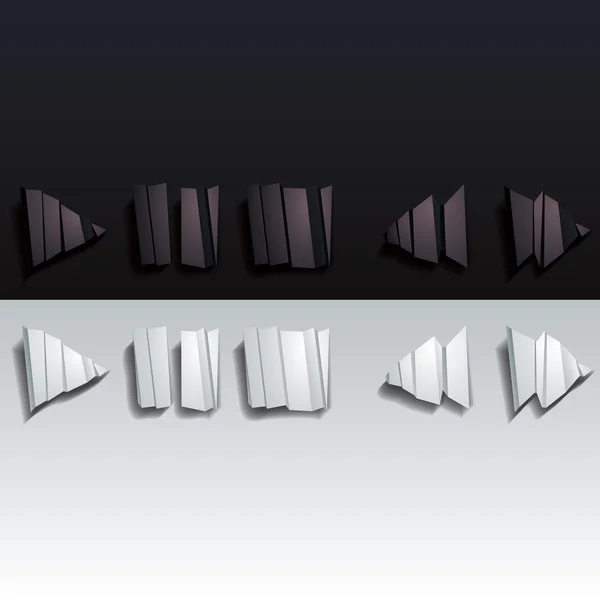 Set mediaspelerknoppen in papieren stijl — Stockvector