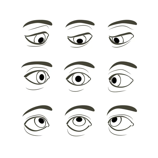 Set of Eyes Positions. — Stock Vector