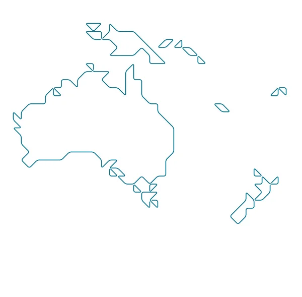 Mappa Oceania disegnata con linea sottile — Vettoriale Stock