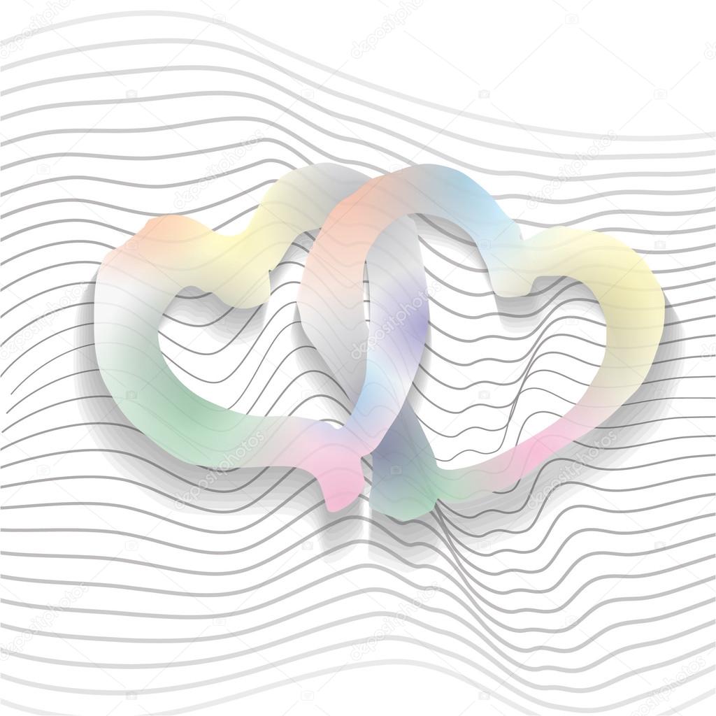 Watercolor hearts entangled