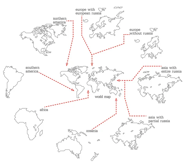 Desenhos animados coleção mapas — Vetor de Stock