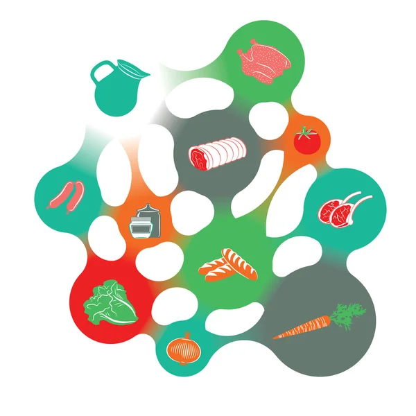 Infográfico de alimentos na forma de uma estrutura metabólica colorida — Vetor de Stock