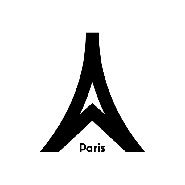 Inscripción de París bajo el símbolo minimalista de la torre Eiffel — Vector de stock