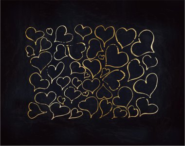 Siyah zemin üzerinde altın Kalpler