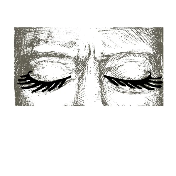 Mujer ojos cerrados se dibujan a mano — Archivo Imágenes Vectoriales