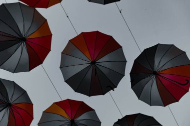 Macaristan, Szentendre 'de üstümüzde şemsiyeler var.