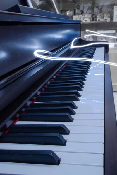 Piano keys with light painting