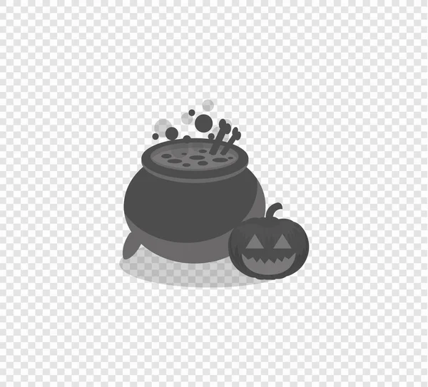 Icône Citrouille Halloween Avec Chaudron Sorcière Joyeux Modèle Vectoriel Halloween — Image vectorielle