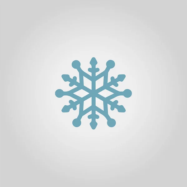 Blauwe Sneeuwvlok Silhouet Grijze Achtergrond Vlakke Logo Van Sneeuwvlok Geïsoleerd — Stockvector