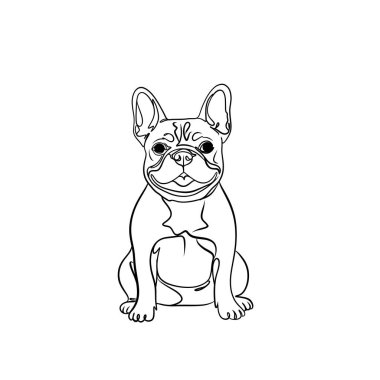 Basit ve modern bir evcil hayvan tasarımı olan Fransız bulldog 'unun aralıksız çizgisi..