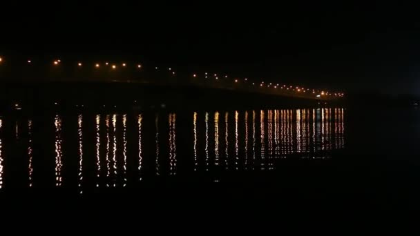 Bridge Dnepropetrovsk natt — Stockvideo