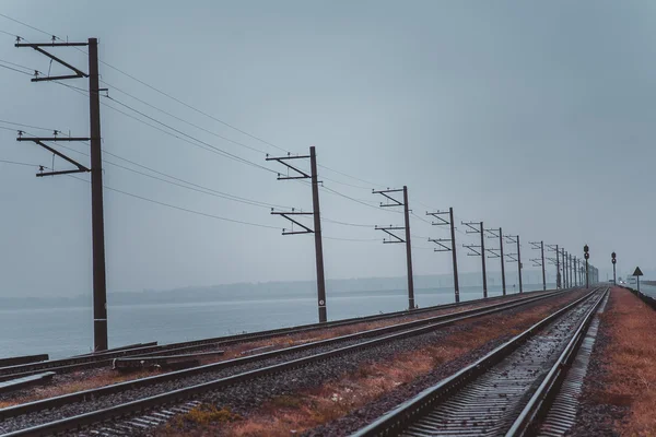 Chemin de fer. Les rails et les traverses . — Photo