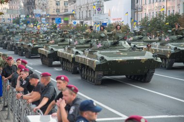 Kiev, Ukrayna - 22 Ağustos 2016. Askeri p prova