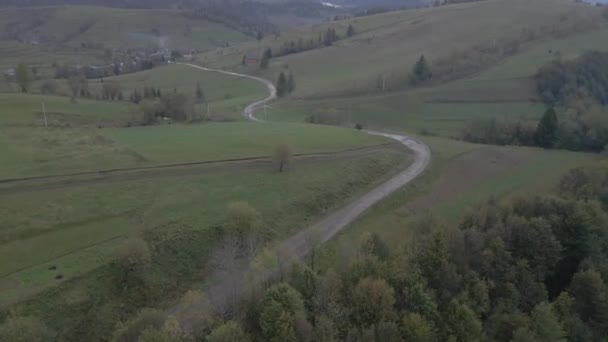 Väg Böjd Väg Flygbild — Stockvideo