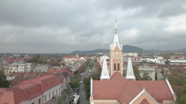 Cesta Město Mukačevo Ukrajina Letecký Pohled — Stock video