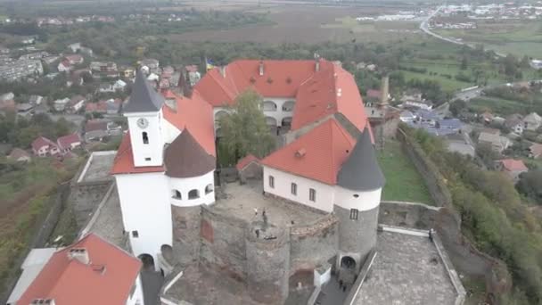 Castle Hrad Palanok Mukachevo Ukrajina Letecký Pohled — Stock video