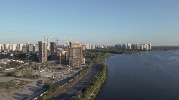 Byggnad Byggande Flervåningslägenheter Ukraina Kiev Flygbild — Stockvideo