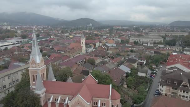 Resan Staden Mukachevo Ukraina Flygbild — Stockvideo