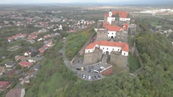 Castle Castillo Palanok Mukachevo Ucrania Vista Aérea — Vídeo de stock