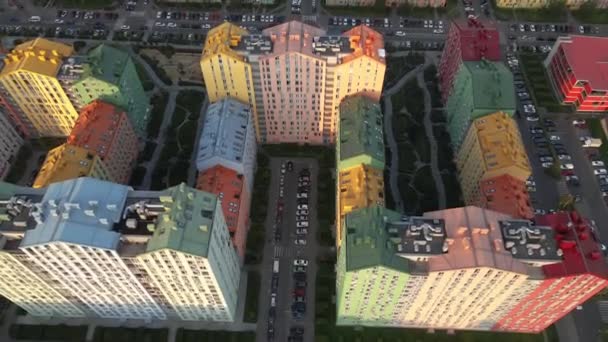 Yeni Bina Çok Katlı Dairelerin Inşaatı Ukrayna Kiev Hava Görünümü — Stok video