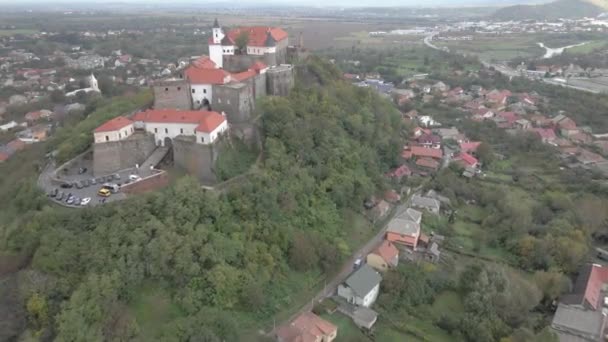 Касл Замок Паланок Мукачево Украина Вид Воздуха — стоковое видео