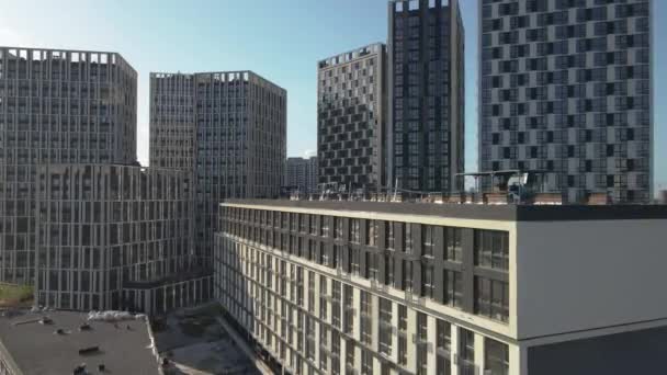 Новое Здание Строительство Многоэтажных Квартир Украина Киев Вид Воздуха — стоковое видео