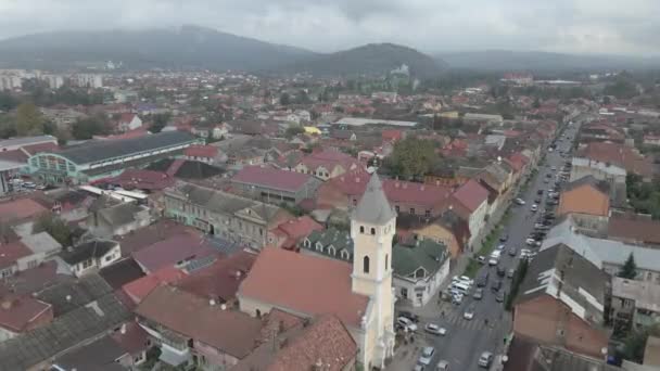 Cesta Město Mukačevo Ukrajina Letecký Pohled — Stock video
